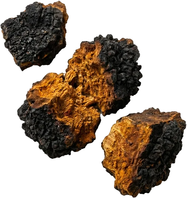 Raw chaga mushroom chunks
