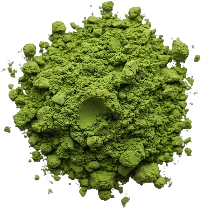 Mound of ceremonial grade Japanese matcha powder